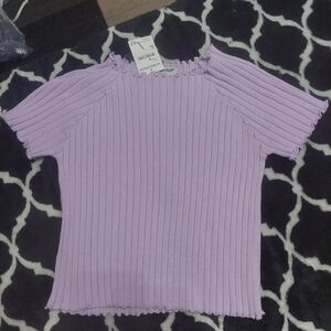 Cotton Emporium Lilac Ribbed‎ Blouse